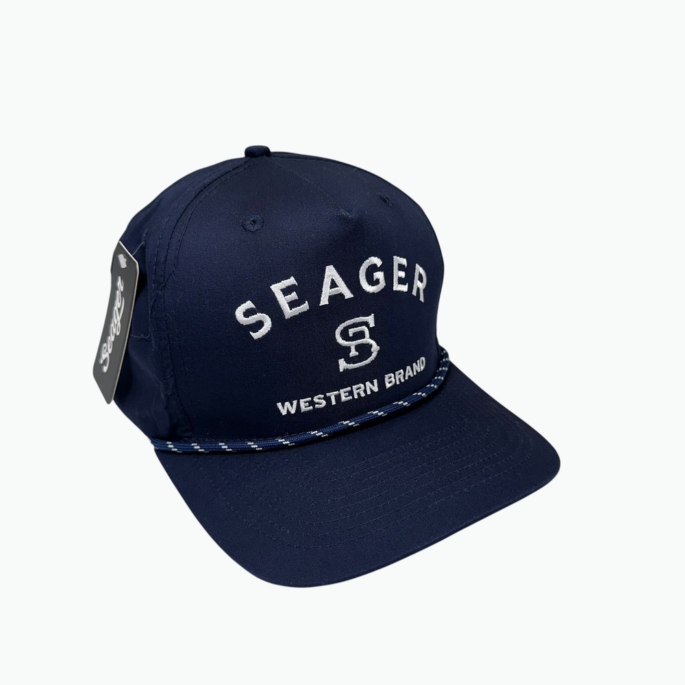New Seager Branded Snapback Mens One Size Navy Blue Western Rope Hat